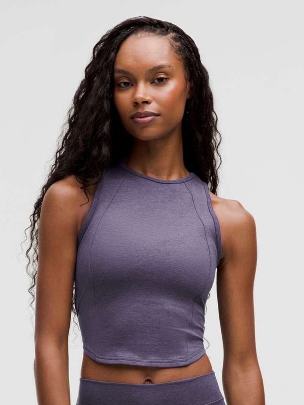Lululemon Soft Sueded Crewneck Cropped Tank Top - Nightfall Color, Size 2